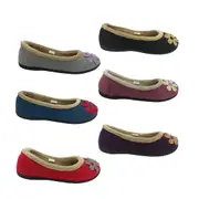 Ladies Slippers Panda Elgin Flower Low cut Slip On Wider Slipper Soft