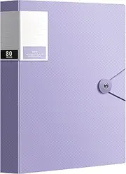Binder with Plastic Sleeves 40/60/80 Pocket Bound Sheet Protector Presentation Book, Display Book, for A4 Size Inserts (80 Pocket, Purple)