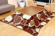 Micro Print Geometric Pattern Kotatsu Thin Futon Kuruba Color Brown Size 190 x 240cm