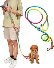 XBOGO Hands Free Dog Leash Waist & Crossbody Rope with Slip Lead Durable for a Dog Nylon Reflective Heavy Duty Hiking Bungee Leash for Small Large Dogs (Colourful)