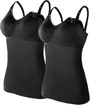 [Generic] Underwear Women Maternity Womens Nursed Tank Tops Built in Bra Top for Breastfeeding Maternity Camisole Brasieres 2PC with 4PC Breast Pads with Hand