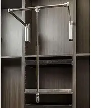 Wardrobe Lift Soft-Close Polished Chrome Expanding Heavy duty steel Tubing with Silver Plastic Housing, 45 lb Weight Rating (For 25-1/2” – 35” openings)