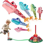 Toy Foam Blaster Rocket Launcher Sets, Safe Dino Rockets Outdoor Toys with 6 Foam Rockets and 1 Launcher Pad, Birthday Gift Toys for Kids Boys Girls Age 3 4 5 6 + Years Old