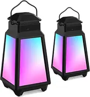 Outdoor Bluetooth Speaker with 8 Switchable Lights, Multi-Sync up to 100 Speakers, Built-in HD Stereo Sound System, 4 Adjustable Brightness Levels for Patio|Porch (2PCS)