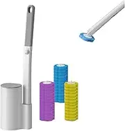 Disposable Toilet Brush with 36 Refills Heads, Toilet Bowl Cleaner Brush System Kit and Holder, Wall-Mounted Toilet Cleaning Supplies and Storage Caddy for Deep Scrub Hygienic Bathroom Maintenance