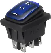 AEMALL ON-Off-ON 6 Pins 16A 20A 125V 250V AC Car Boat Led Light Rocker Toggle Switch Latching Waterproof Three Positions(Blue)