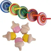 INOOMP 10pcs Wooden Tops Educational for Safe Material Fun Learning Playtime for Festivals Birthdays Creative Play Random Color