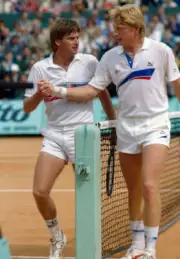Boris Becker of West Germany after defeating Jimmy Connors of the - Old Photo