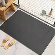 Bath Mat Super Absorbent Bathroom Mat, Rubber Non-Slip Ultra Thin Bathmat, Washable Shower Floor Mats for Bathtub and Sink (Dark Grey, 43 x 80 cm)