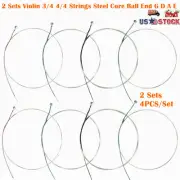 2 Sets 4PCS/Set Basics Violin 3/4 4/4 Strings Steel Core Ball End G D A E a O5J7