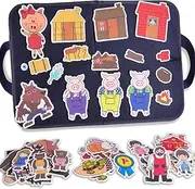 4 Stories Felt Boards Kits for Toddler Kids, Flannel Pieces Storytelling Board for Toddler Kids Preschool Activities, Include 3 Little Pigs and Wolf, Goldilocks and 3 Bears,Hansel and Gretel, The Hare and Tortoise