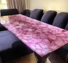 72"x36" Rose Quartz Stone Dining Table Handmade Crystal Conference Meeting Decor
