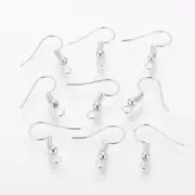 200Pc Iron Silver Tone Earring Hooks Ear Wire Ball Ends Earwire Nickel Free 18mm