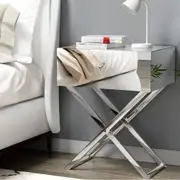 Mirrored Bedside Table Silver