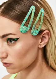 Slime Sparkle Tease Sequin Hair Clips