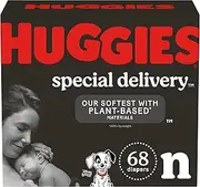Huggies Hypoallergenic Baby Diapers Size Newborn (up to 10 lbs), Special Delivery, Fragrance Free, Safe for Sensitive Skin, 68 Ct
