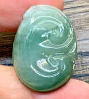 32 Mm Natural Jadeite A Jade Hand Carving Lucky Pendant Burma Untreated / A276
