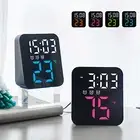 USB Digital LED Alarm Clock Wall Desk Clock Temperature Display Light Adjustabks