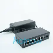 DSLRKIT 7 Ports 4POE 1SFP Gigabit Ethernet Passive PoE Switch Injector 48V 48W