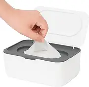 Seposeve Wipes Dispenser, Wipe Holder for Baby & Adult, Refillable Wipe Container, Keeps Wipes Fresh, One-Handed Operation. Non-Slip, Easy Open/Close Wipes Pouch Case, Grey, 0.25 kilograms