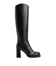 BOTTEGA VENETA Cliff $1950 Black Leather 80mm Knee-High Boots New And Authentic