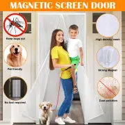 Magnetic Screen Door Mesh Curtain Heavy Duty Mosquito Net Bug Hands Free White