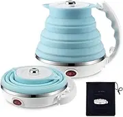 Foldable Electric Kettle, Travel Kettle,Collapsible Water Boiler for Coffee Tea- Food Grade Silicone - Dual Voltage 110-220V, Detachable Power Cord 550ML
