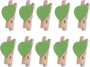 Paper Clips 50pcs Mini Heart- Shaped Wooden Clips DIY Craft Clips Photo Paper Pegs for Photos Cards Paintings Scrapbookings Wedding Valentines Day Decor (Green) Note Memo Clip
