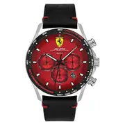 Scuderia Ferrari Pilota Evo Black Leather Men's Chrono Watch - 830713