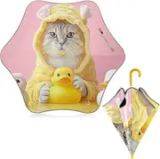 [ODAWA] Umbrella Kids Girl Funny Cat Duck Kids Umbrellas, J Handle Golf Stick Umbrella