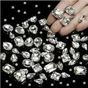 280pcs Sew on Rhinestones,Clear Glass Crystals Gems Diamond Stone Stainless Steel Flatback Prong Setting Crafts Mix Shapes Claw Rhinestones for Jewelry, Clothes,Shoes,Costume (CHZ0023)