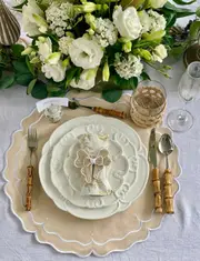 8 Piece High Tea Round Ivory Placemat And Napkin Set