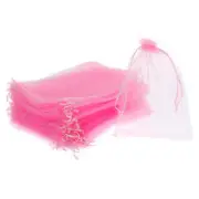 Organza Bags, 25 Pcs 8.66x6.3 Inch Drawstring Mini Pouches, Pink