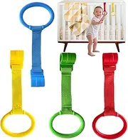 Toddler Stand Up Rings - Baby Crib Hanging Handles, Walking Practice Aid | Infant Exercise Support, Easy-Grip Pull Up Rings, Motor Skills Development, Portable Training Tool, Safe Nursery Accessory