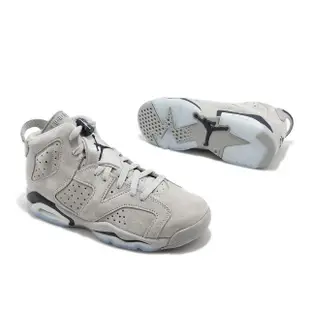 【NIKE 耐吉】Air Jordan 6 Retro GS 大童 女鞋 喬治城 灰 深藍 麂皮 6代 喬丹 休閒鞋(384665-012)