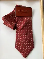 Bill Blass NEO Silk Red Brown Tan Tie NWT