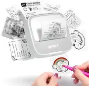 Portable Thermal Mini Printer w/ Sticker Paper, White+Gray, US Version