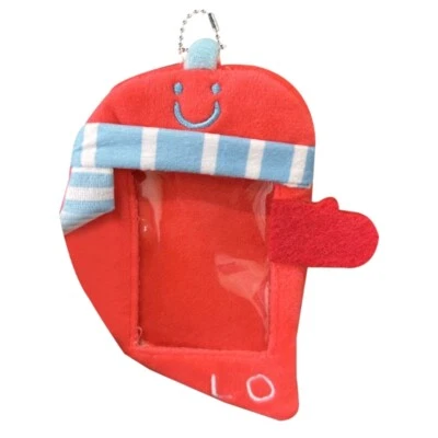 Heart Shaped Plush Photocard Holder Card Case Keychains Protective Sleeve