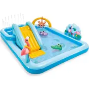 Intex 2.44m Rectangular Inflatable Kids Jungle Water Slide Play Swimming Pool 6+