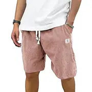Men's Shorts Summer Shorts Casual Shorts Corduroy Shorts Pocket Elastic Waist Drawstring Plain Comfort Breathable Short Outdoor Vacation Sport Casual Lake blue