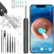 Ear Wax Removal Kit with Camera, 1080P HD Wireless Ear Cleaner with Camera, WiFi Otoscope Ear Camera with 6 LED Lights, Earwax Remover, 3.5mm Visual Earwax Removal Otoscope for iPhone, Android, iPad (14 Pcs Black)