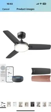 Dreo Smart Ceiling Fans with Lights, 42 Inch Black Ceiling Fan, 12 Speeds