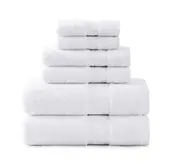 6 Piece Cotton Towel Set 550GSM - White