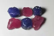 6pc Heated Pink / Blue Sapphire rough Crystal Gemstones Jewelry Pendants