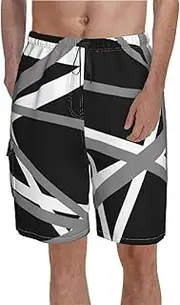 Discolorful Beach Short Pants Elastic Waist Classic Print Swimming Trunks Big Size