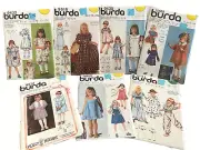 NEW Vtg BURDA Sewing Girls Pattern Lot ~ Holly Hobbie Dress Prairie Pinafore