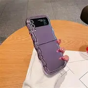 for Samsung Z Flip5 Plating Solid Color Wave Case for Samsung Galaxy Z Flip 6 5 4 3 ZFlip flip4 Soft Ultra Slim Cover,Purple,for Samsung Z Flip 3