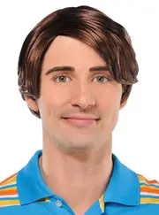 Groovy Short Brown Mens 1970s Costume Wig