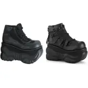 Pleaser Demonia 4" Pf Ankle Bootie W/ Hook N' Loop Straps Adult Men Boxer0X