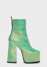 [Shellys London] Green Scorpio Metallic Platform Boots